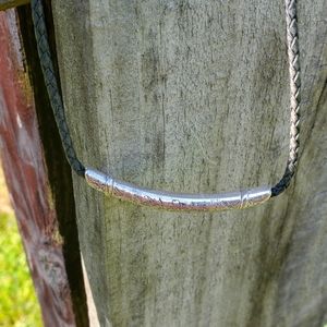 Brighton silver-tone and faux leather necklace